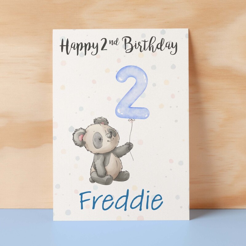 Personalised 1st, 2nd, 3rd, 4th, 5th Birthday Card for Son, Grandson, Nephew, Godson, Boys Panda Card - 1 - One - Blank Message