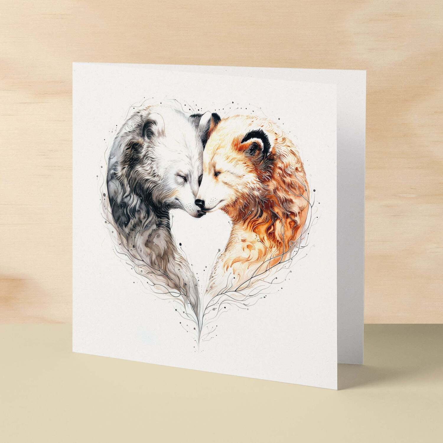 Anniversary Card For Husband Card for Anniversary Card For Wife Bear Anniversary Card For Couple Engagement Card For Couple Wedding Card - Square (6x6) / Blank Message