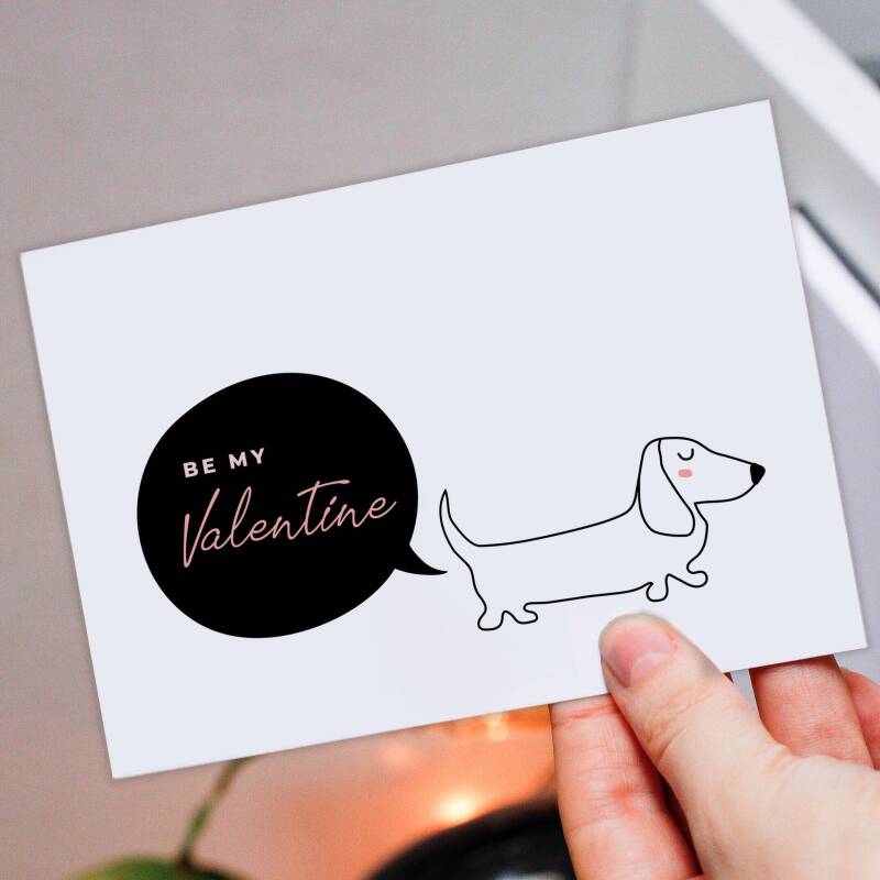 Be my Valentine dog Valentine's Day card for dog lover, dog owner, husband, wife, boyfriend, girlfriend, partner (Size A6/A5/A4/Square 6x6") - A6: Single card