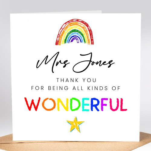 Thank You For Being A Wonderful Teacher, Personalised Teacher Card