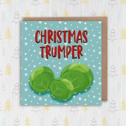 Christmas Trumper sprout rude, fart, farting, trump Holidays, Xmas, festive card for male, husband, brother (Size A6/A5/A4/Square 6x6") - A6: Single card