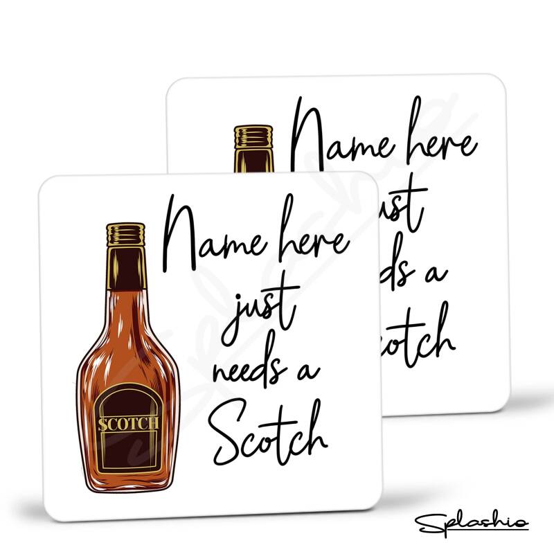 Scotch Coaster, Personalised, Drinks Mat, Personalised Drink Coaster Whisky, Whiskey Fathers Day gift, Christmas Coaster - Single Coaster