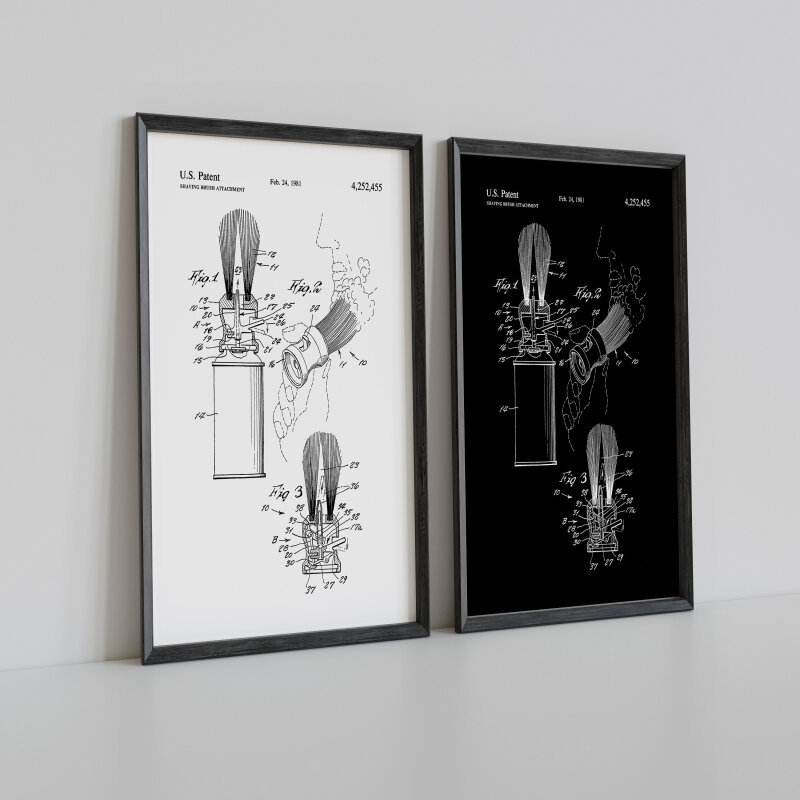 Patent bathroom prints, wall art, decor - A5 - Glossy - Black - Bath and shower