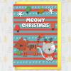 Meowy Christmas funny, cute cat, kitten, feline, pet, cat lady, cat owner Christmas, holidays, festive card (Size A6/A5/A4/Square 6x6") - A6: Single card