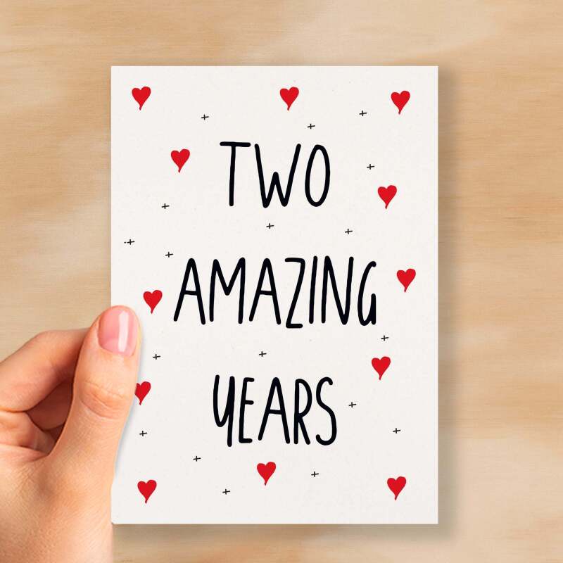 2 Year Anniversary Card For Wife or Husband Anniversary Card for 2nd Anniversary Card For Boyfriend or Girlfriend Second Wedding Anniversary - Small (4x6) / Blank Message