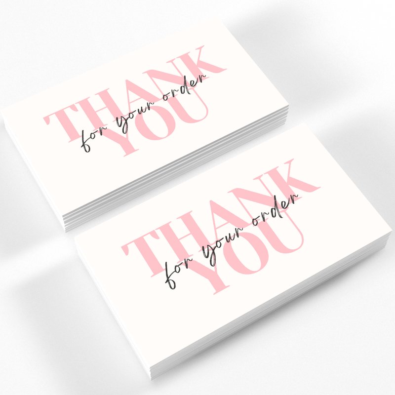 Thank You For Your Order Cards - Small Business Thank You Business Cards - Pink Thank You Business Card Size - Logo Thank You Cards - Sample Card