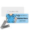 Hello My Name is Badge with ID Badge Reel Personalised Durable Name Badge #hello mynameis Badge, Nurse Badge, Nurse Badge, Blue Scrubs Badge - Standard Name Badge - Skin Tone 1