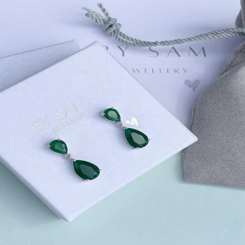 Statement green gem earrings party earrings - Default Title