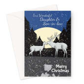 Traditional Reindeer Christmas Card - Daughter & Son-in-law