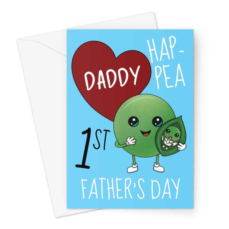 First Father's Day Card For New Dads - Cute Pea Joke - A5 Portrait - 1 Card