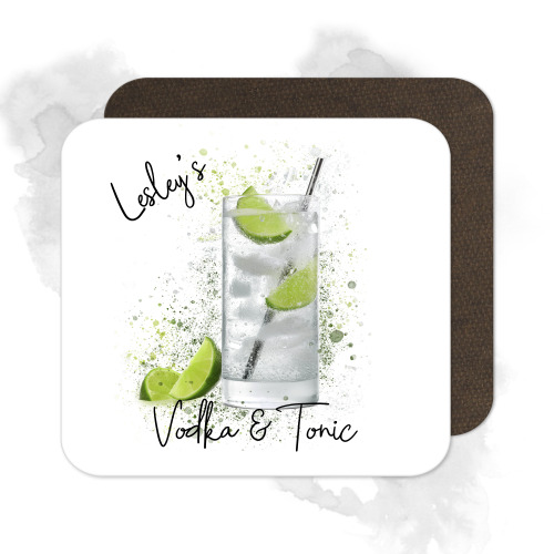 Personalised Vodka & Tonic Coaster with Splash Effect