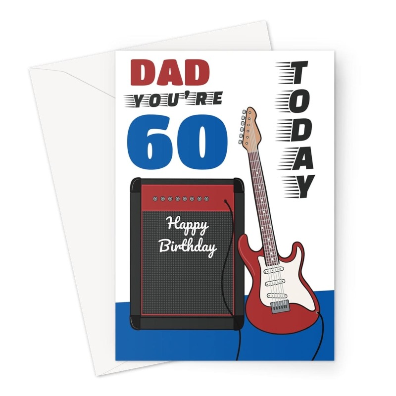 Dad 60th Birthday Card Rock Guitar - A5 Portrait - 1 Card