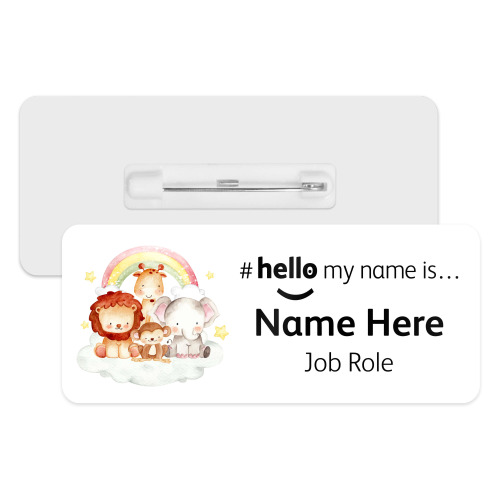#hello my name is... Name Badge - Watercolour Cute Animals
