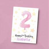 Personalised 2nd Birthday Card For Girl Custom Name Card For Girl Second Birthday Card For Baby Card for Baby Girl Custom 2nd Birthday