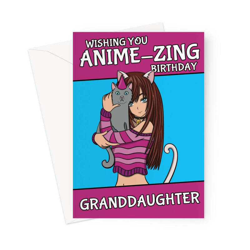 Cat Girl Birthday Card For Granddaughter - A5 Portrait - 1 Card