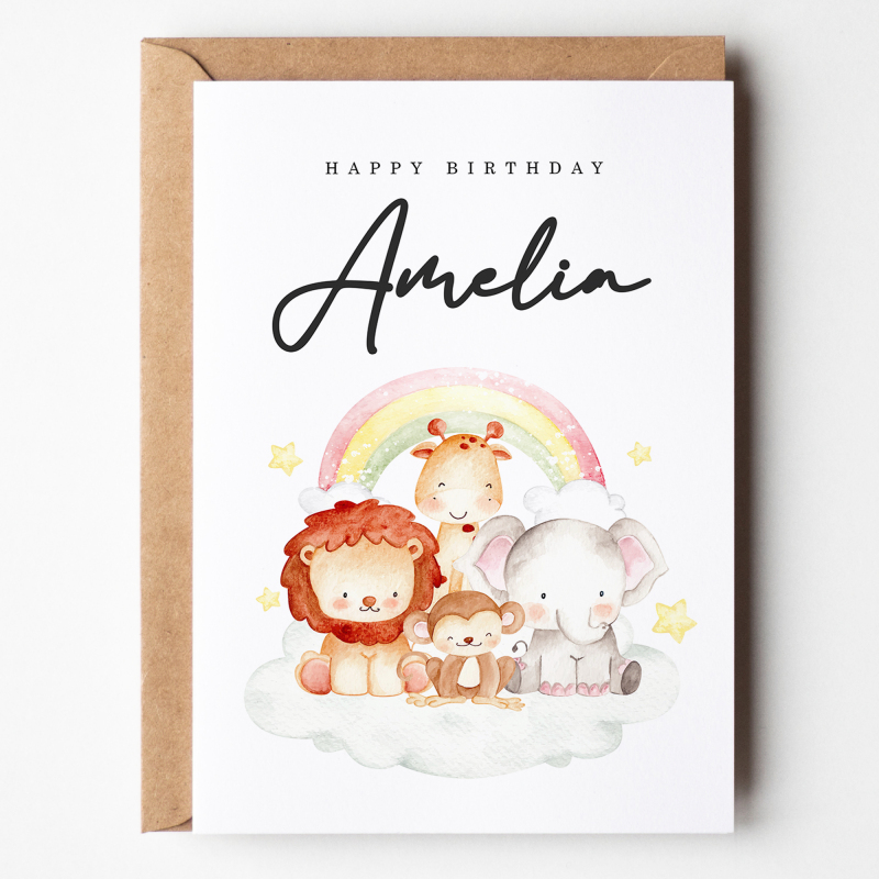 Happy Birthday To A Very Special Little Boy / Little Girl, Personalised Birthday Card , Cute Animal Birthday Card, Cute Safari Animal Cards - A6 - 4.1" x 5.8"