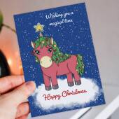 Wishing our magical child personalised unicorn Christmas, holidays card for child, son, daughter, grandchild, niece, nephew (Size A6/A5/A4)