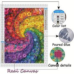 Diamond Art Kit Rainbow Floral Swirl 5D DIY Art Kit