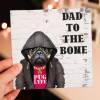 Dad to the Bone pug, dog in clothes birthday card for dad, father, daddy, papa from son, daughter (Animalyser) (Size A6/A5/A4/Square 6x6") - A6: Single card