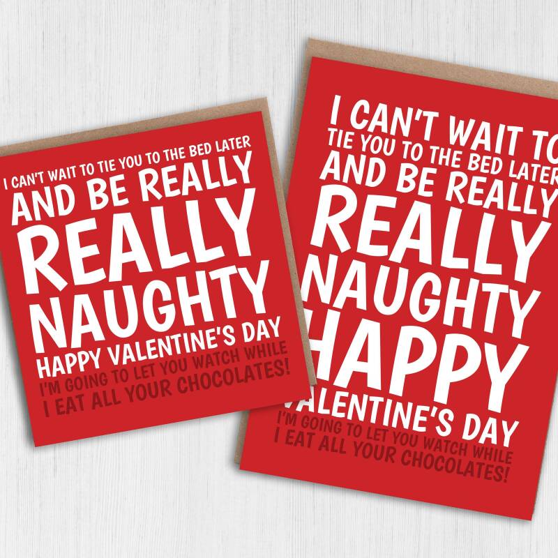 Can't wait to tie you to the bed later and be really naughty rude Valentine's Day card for wife, girlfriend (Size A6/A5/A4/Square 6x6") - A6: Single card