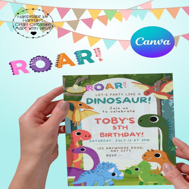 Printable Dinosaur Birthday Invitation Template