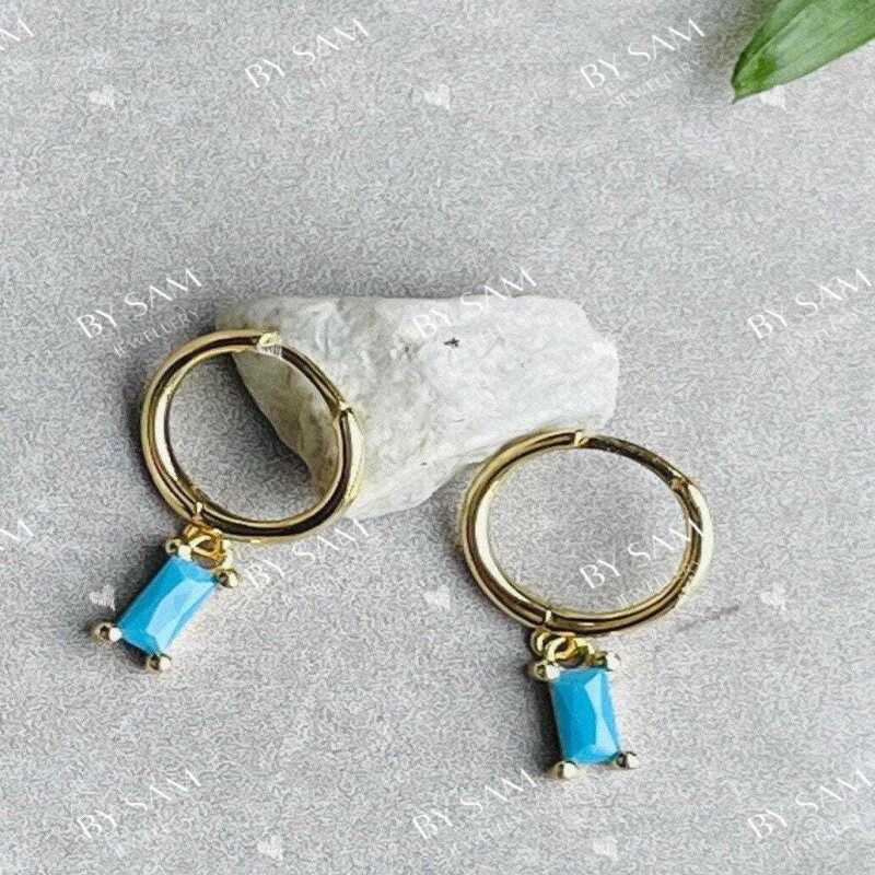 Turquoise Huggie Earrings - Gold