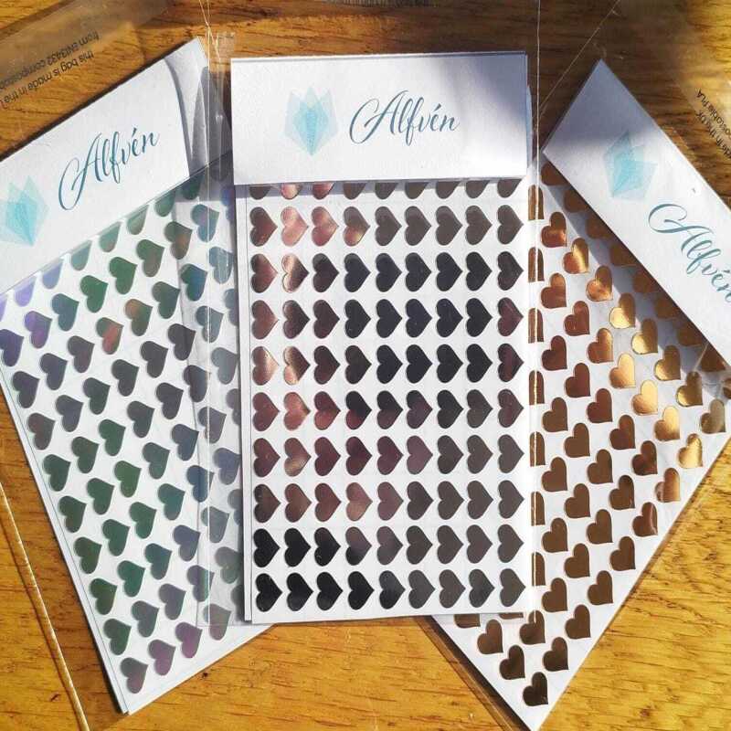 Gold, Silver or Holographic Heart Stickers 100 in a set 1cm and 8mm - 1 - Gold