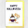 Trick or treat owl, spooky, witch, boo cute Happy Halloween card for children, kids, adults, all ages (Size A6/A5/A4/Square 6x6") - A6: Single card