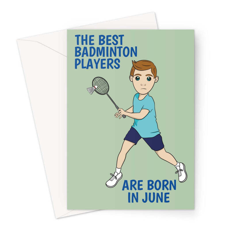 CC0859 - Badminton Greeting Card For A June Birthday Greeting Card - A5 Portrait - 1 Card