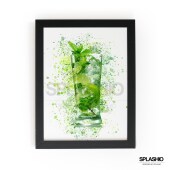 MOJITO  Splatter Art Print, High Gloss Print, Splash Art, Home Decor, Home Bar Custom Drink Art Cocktails