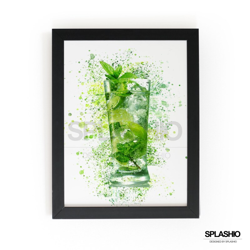MOJITO  Splatter Art Print, High Gloss Print, Splash Art, Home Decor, Home Bar Custom Drink Art Cocktails - A6