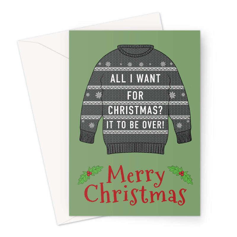 Bah Humbug Christmas Jumper Card - A5 Portrait - 1 Card