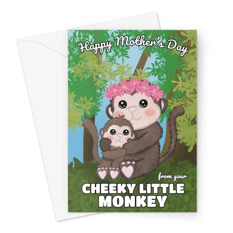 Cheeky Monkey Mother's Day Card - A5 Portrait - 1 Card