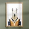 Llama in clothes, animal print, wall art - A5 - Glossy - White wood