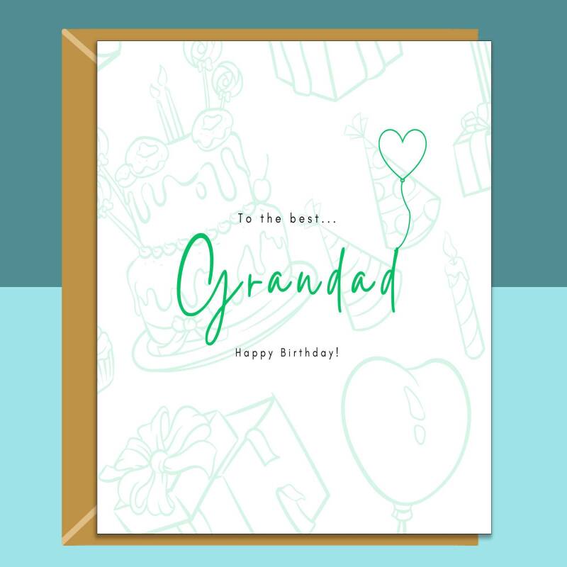 Grandad Birthday Card - personalised - for Granddad on his birthday - Blank inside - Small