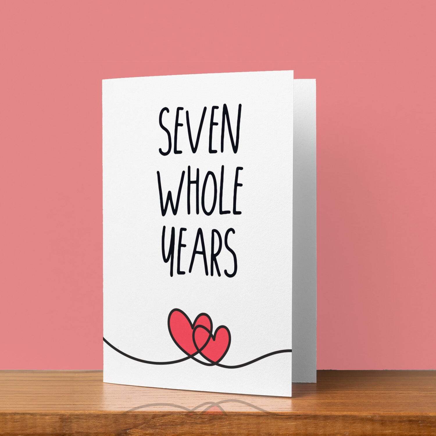 7 Year Anniversary Card For Husband or Wife Anniversary Card for 7th Anniversary Card For Boyfriend or Girlfriend Seven Wedding Anniversary - Large (5x7) / Blank Message