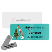 Hello My Name is Name Badge Christmas Personalised Premium Durable Name Badge #hello mynameis Name Badge, Nurse Bages, Christmas Name Badges