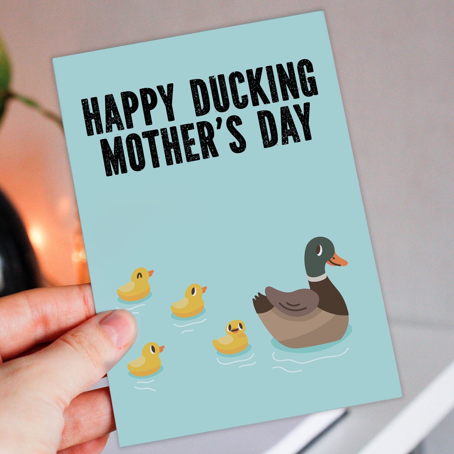 Happy Ducking Mother's Day funny duck autocorrect Mother's Day card for mum, mom, mam, mother from son, daughter (Size A6/A5/A4/Square 6x6") - A6: Single card