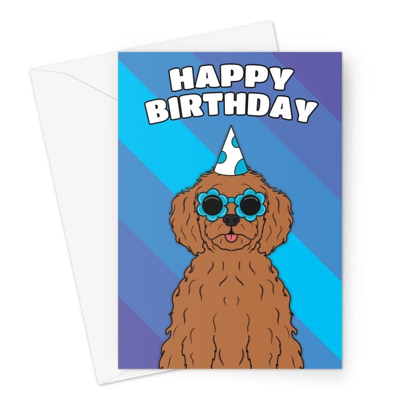 Cockapoo Dog Birthday Card - A5 Portrait - 1 Card