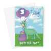 Girls 3rd Birthday Card - Cute Dinosaur - A5 Portrait - 1 Card