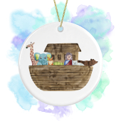 Religious Ceramic Hanging Decoration - Watercolour Noah's Ark