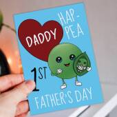 Hap-Pea 1st Father’s Day Daddy cute, funny pea First Father’s Day, Dad, papa card from baby, child, newborn son or daughter (Size A6/A5/A4)