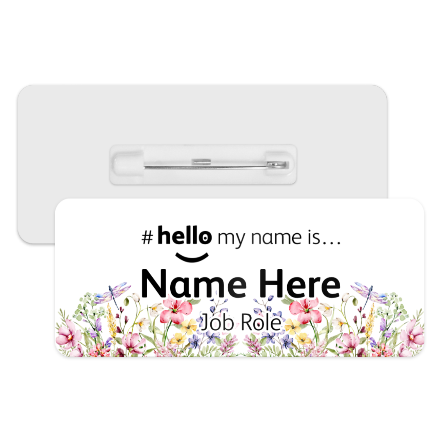 #hello my name is... Name Badge - Watercolour Wildflower Dragonfly