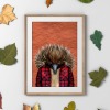 Echidna in clothes, animal print, wall art - A5 - Glossy