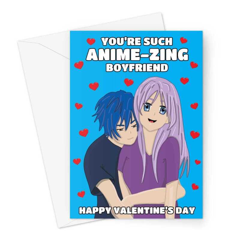 Amazing Boyfriend Anime Valentine's Day Card Greeting Card - A5 Portrait - 1 Card