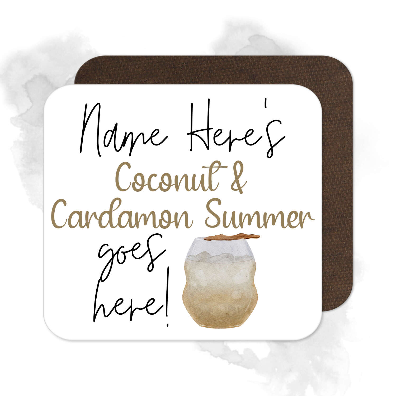 Personalised Drinks Coaster - Name's Coconut & Cardamon Summer Goes Here!