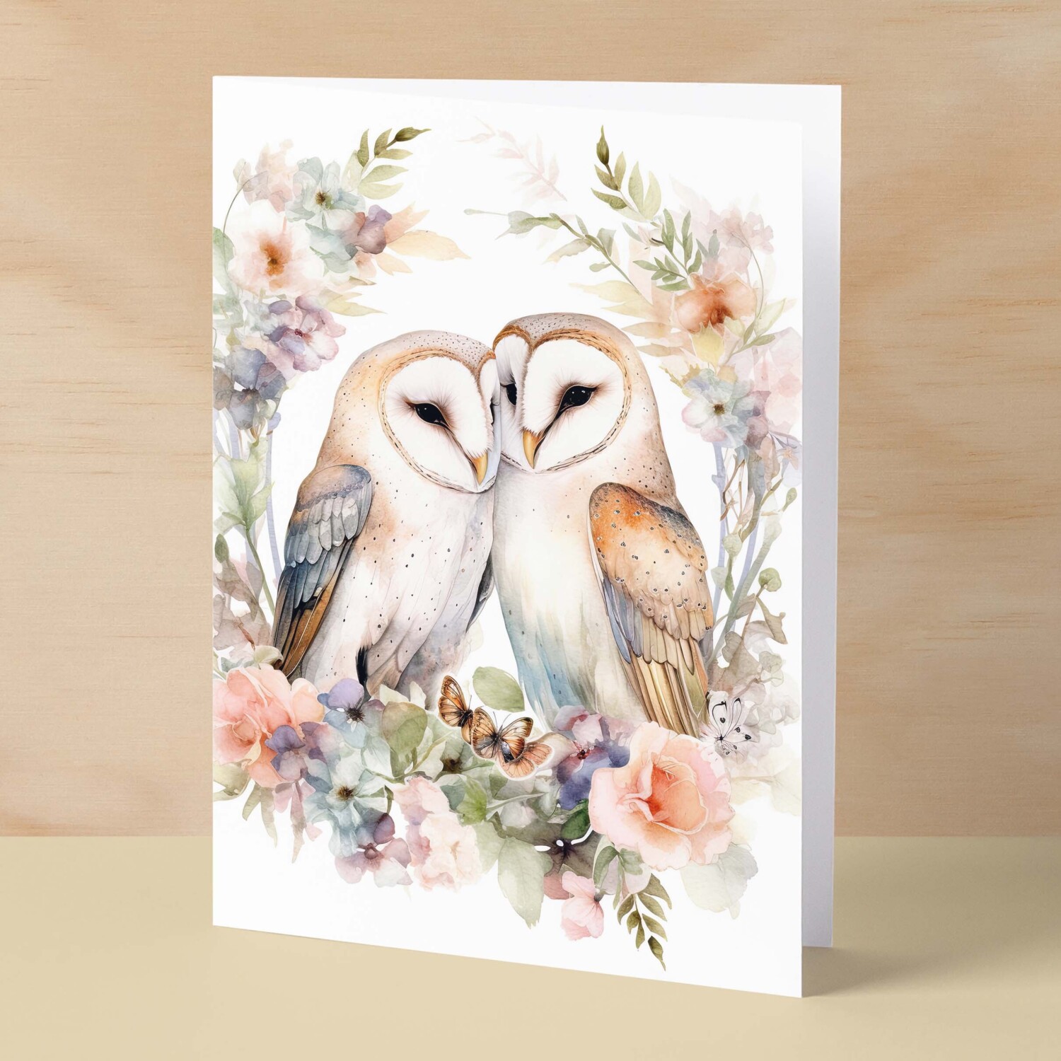 Anniversary Card For Husband Card for Anniversary Card For Wife Owl Anniversary Card For Couple Engagement Card For Couple Wedding Card - Small (4x6) / Blank Message