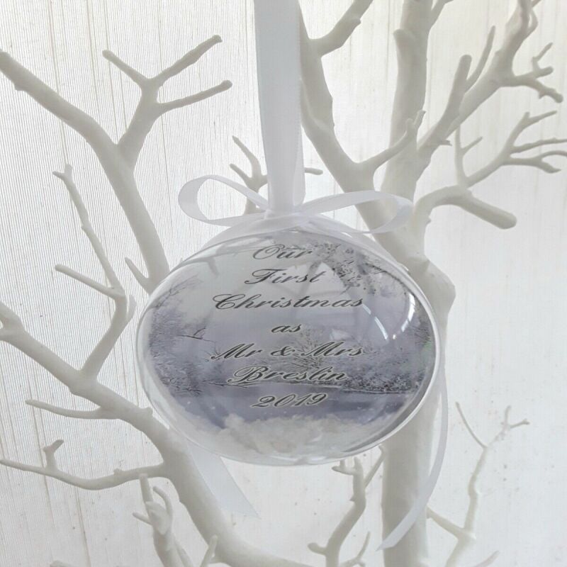 1st Christmas as Mr & Mrs Bauble,Mr & Mrs 1st Xmas bauble,Mr & Mrs Photo Bauble - 6cm