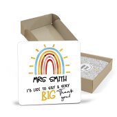 Personalised Thank You Coaster - Thank You Teacher Gift, Thank You For Being All Kinds Of Wonderful Rainbow Thank You Gift Thank You Coaster