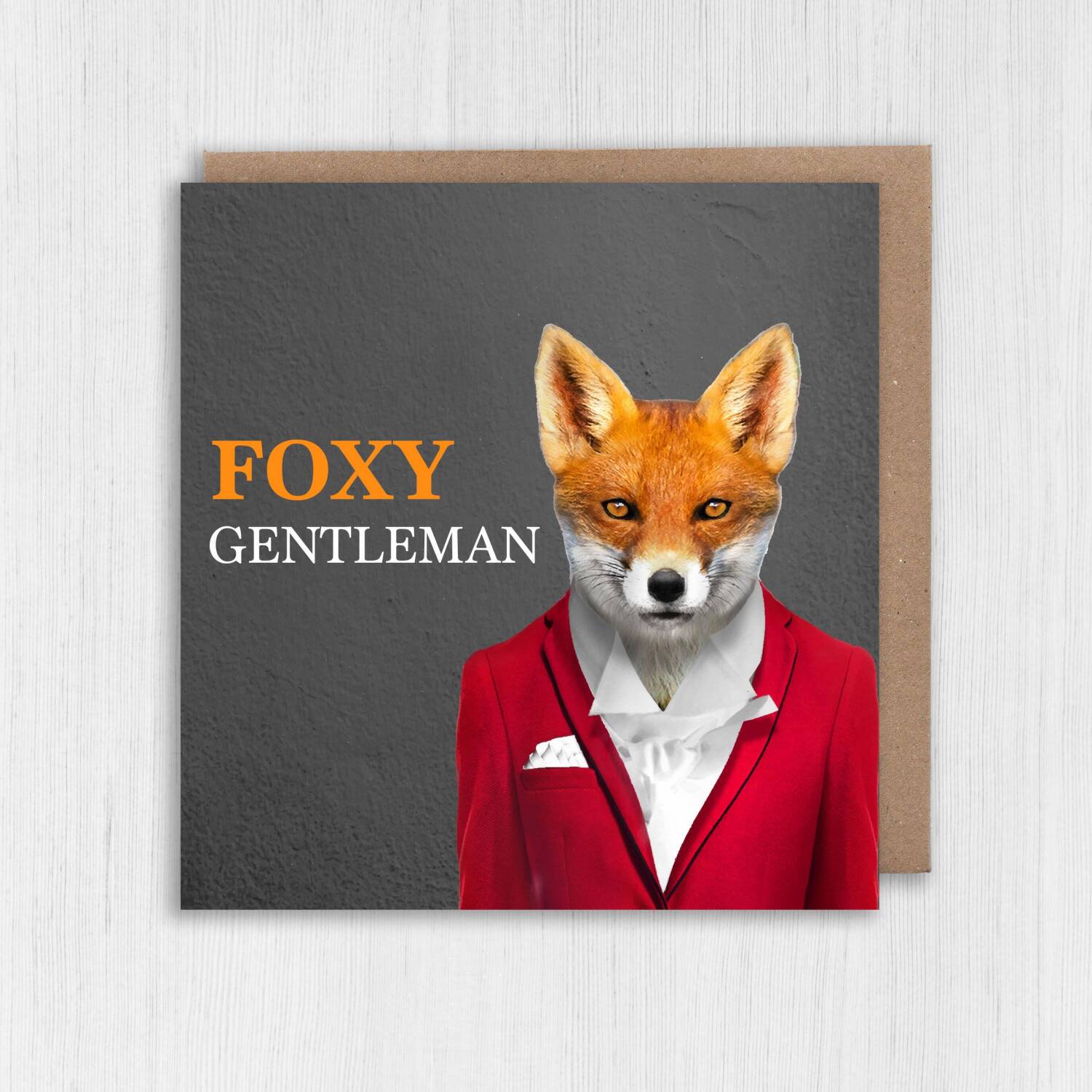 Foxy gentleman fox in clothes Valentine's Day card for husband, boyfriend, male partner (Animalyser) (Size A6/A5/A4/Square 6x6") - A6: Single card